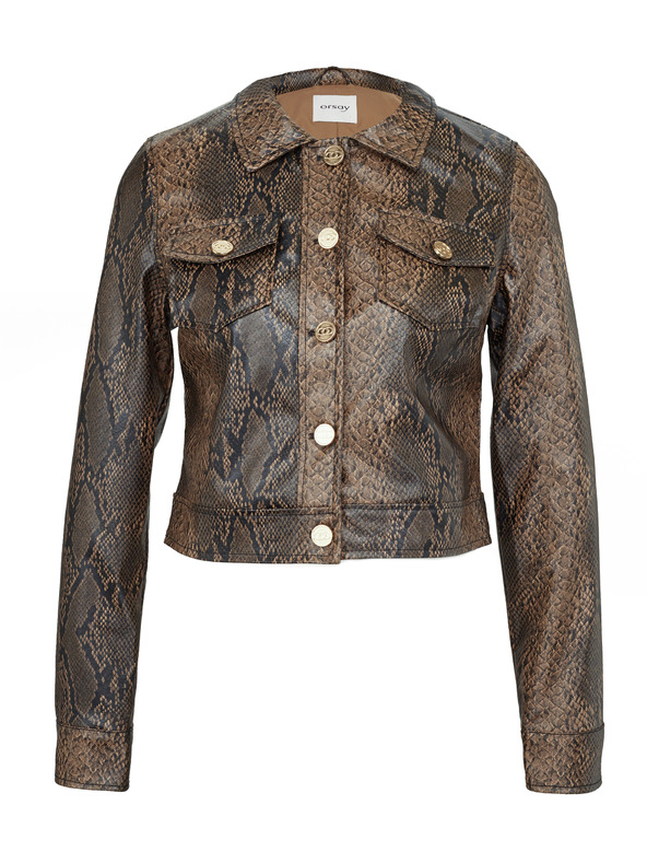 Orsay Hnedá dámska vzorovaná koženková bunda ORSAY
