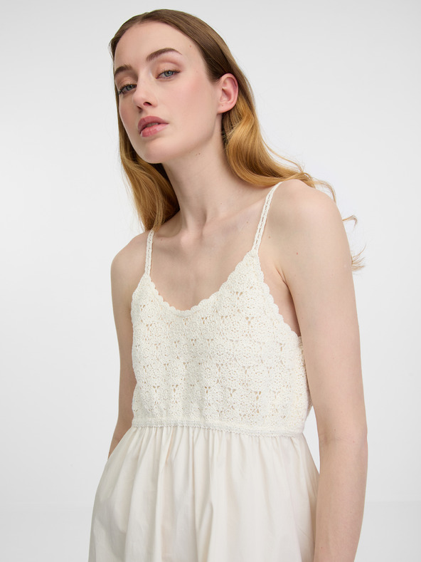 Orsay Krémové dámske midi šaty ORSAY