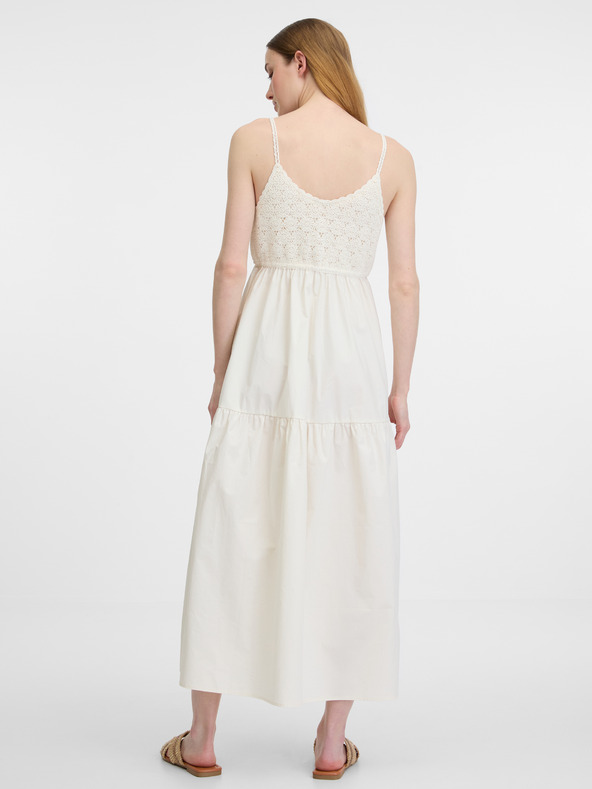 Orsay Krémové dámske midi šaty ORSAY