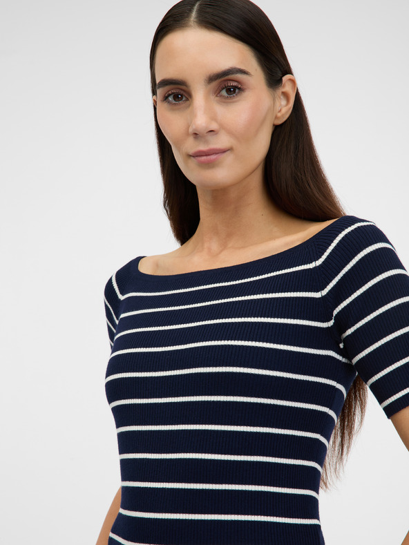 Orsay Tmavomodré dámske tričko s trojštvrťovými rukávmi