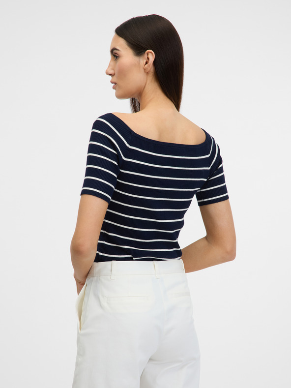 Orsay Tmavomodré dámske tričko s trojštvrťovými rukávmi