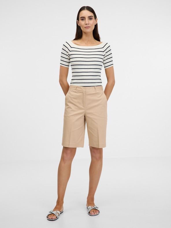 Orsay Krémové dámske tričko s trojštvrťovými rukávmi ORSAY