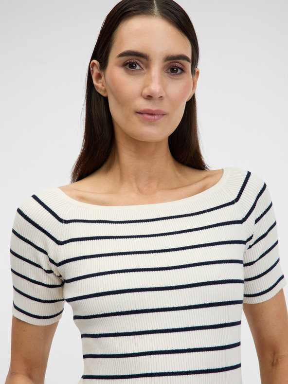 Orsay Krémové dámske tričko s trojštvrťovými rukávmi ORSAY