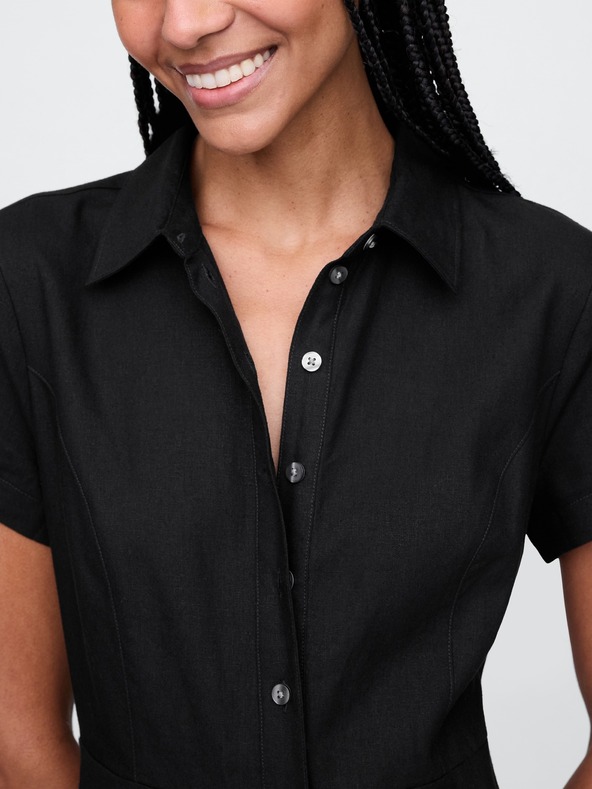 GAP Ľanové košeľové maxi šaty GAP