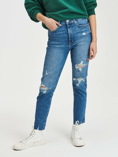 GAP Džínsy slim High Rise Destructed Vintage GAP