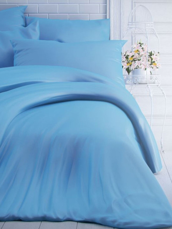 Kvalitex Jednofarebná bavlnená posteľná bielizeň do postieľky 140x200, 70x90cm modrá