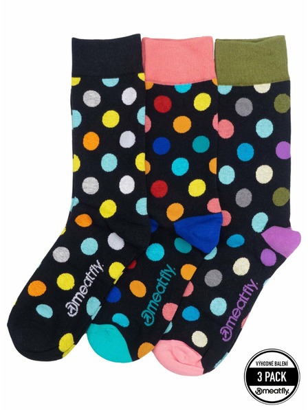 Meatfly Meatfly ponožky Lexy Triple Pack Black Dots | Viacfarebná | Veľkosť