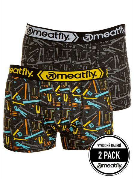 Meatfly Meatfly pánske boxerky Balboa Boxershorts Double Pack Tools | Čierna | Veľkosť