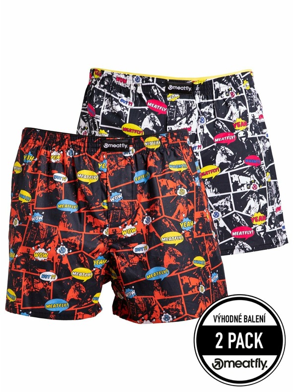 Meatfly Meatfly pánske boxerky Agostino Red/Black Comics | Červená | Veľkosť
