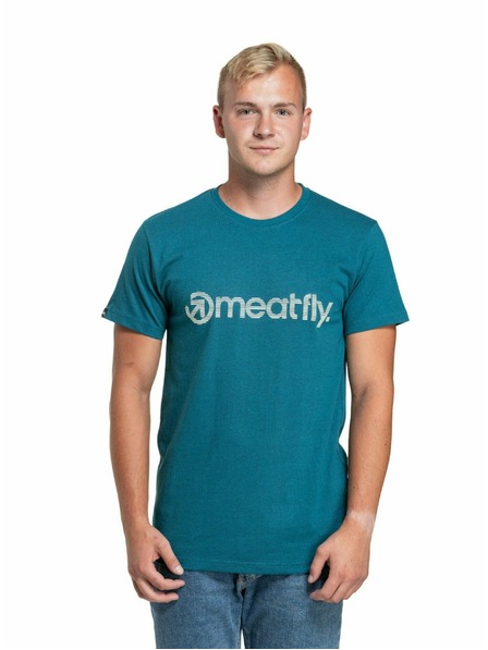 Meatfly Meatfly pánske tričko Striped Logo Petrol Heather | Modrá | Veľkosť