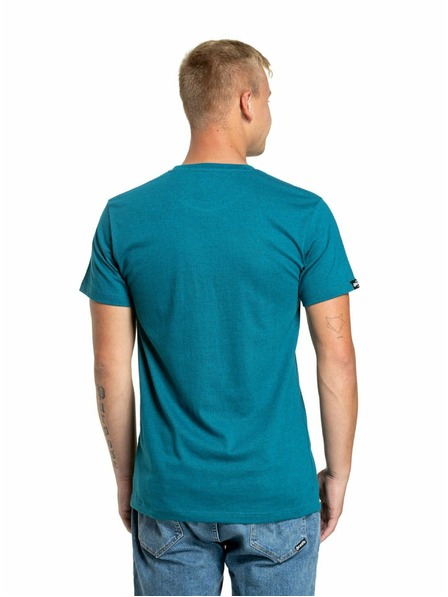 Meatfly Meatfly pánske tričko Striped Logo Petrol Heather | Modrá | Veľkosť