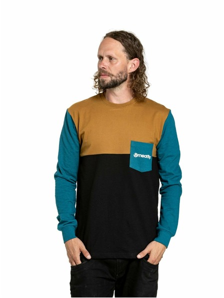 Meatfly Meatfly pánske tričko s dlhým rukávom Harvey Petrol Heather/Gold Brown | Modrá | Veľkosť
