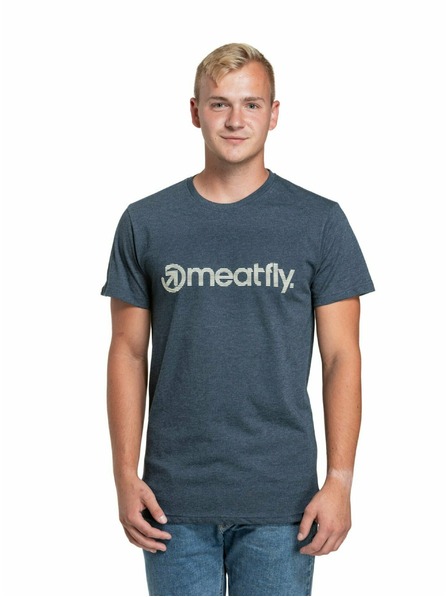 Meatfly Meatfly pánske tričko Striped Logo Navy Heather | Modrá | Veľkosť