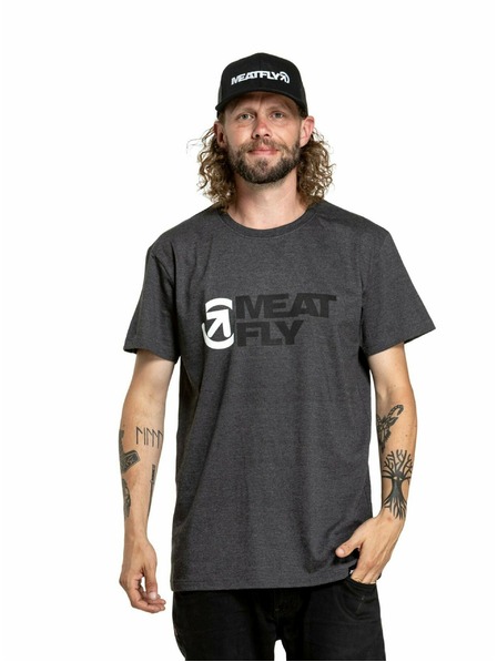 Meatfly Meatfly pánske tričko Revital Black/Charcoal Heather | Čierna | Veľkosť