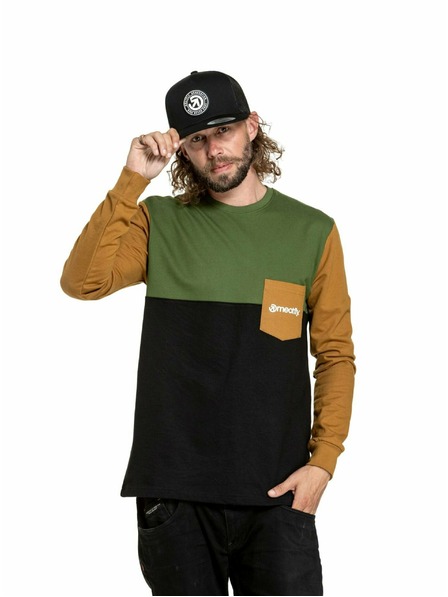 Meatfly Meatfly pánske tričko s dlhým rukávom Harvey Olive/Gold Brown | Hnedá | Veľkosť
