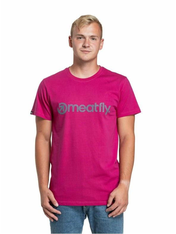 Meatfly Meatfly pánske tričko Striped Logo Magenta | Ružová | Veľkosť S | 100% bavlna