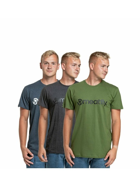 Meatfly Meatfly balenie pánskych tričiek MF Logo Multipack Charcoal Heather/Olive/Navy Heather | Sivá