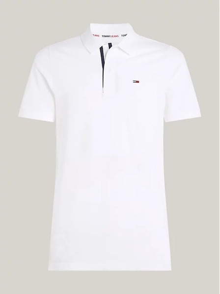 Tommy Jeans Pánska biela polokošeľa Tommy Jeans Pure Organic Slim Fit Polo YBR White