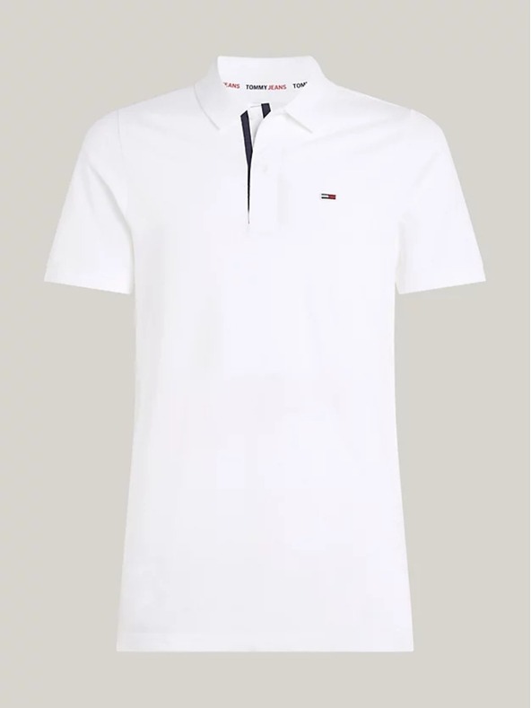 Tommy Jeans Pánska biela polokošeľa Tommy Jeans Pure Organic Slim Fit Polo YBR White