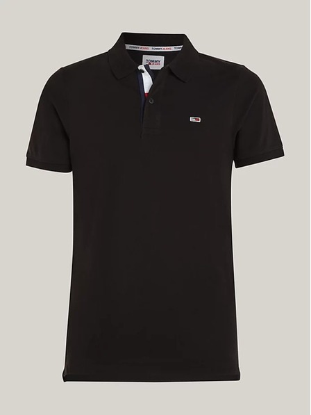 Tommy Jeans Pánska čierna polokošeľa Tommy Jeans Pure Organic Slim Fit Polo BDS Black