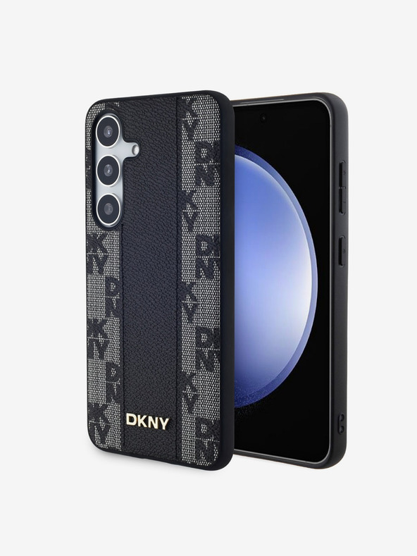 DKNY DKNY PU Kožený Károvaný Vzor Magsafe Zadný Kryt pre Samsung Galaxy S24+ Black