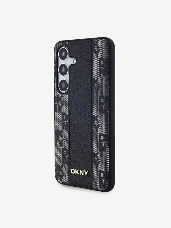 DKNY DKNY PU Kožený Károvaný Vzor Magsafe Zadný Kryt pre Samsung Galaxy S24+ Black