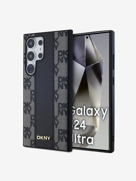 DKNY DKNY PU Kožený Károvaný Vzor Magsafe Zadný Kryt pre Samsung Galaxy S24 Ultra Black