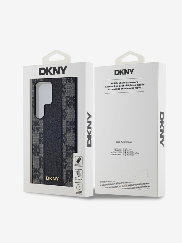 DKNY DKNY PU Kožený Károvaný Vzor Magsafe Zadný Kryt pre Samsung Galaxy S24 Ultra Black