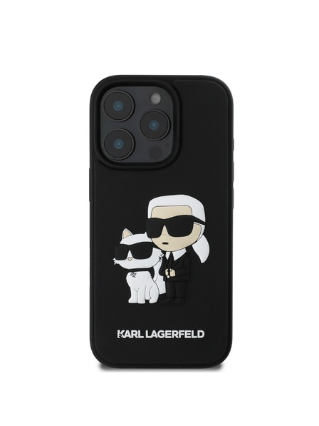 Karl Lagerfeld Karl Lagerfeld 3D Rubber Karl and Choupette Zadný Kryt pre iPhone 16 Pro Max Black
