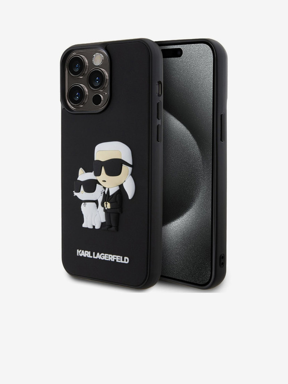 Karl Lagerfeld Karl Lagerfeld 3D Rubber Karl and Choupette Zadný Kryt pre iPhone 14 Pro Max Black