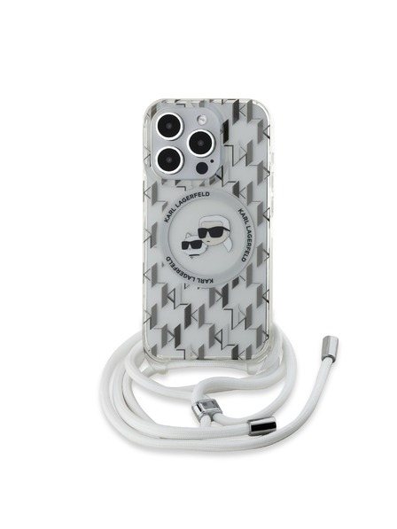 Karl Lagerfeld Karl Lagerfeld IML Monogram Crossbody K&CH Heads MagSafe Zadný Kryt pre iPhone 15 Pro Max Transparent