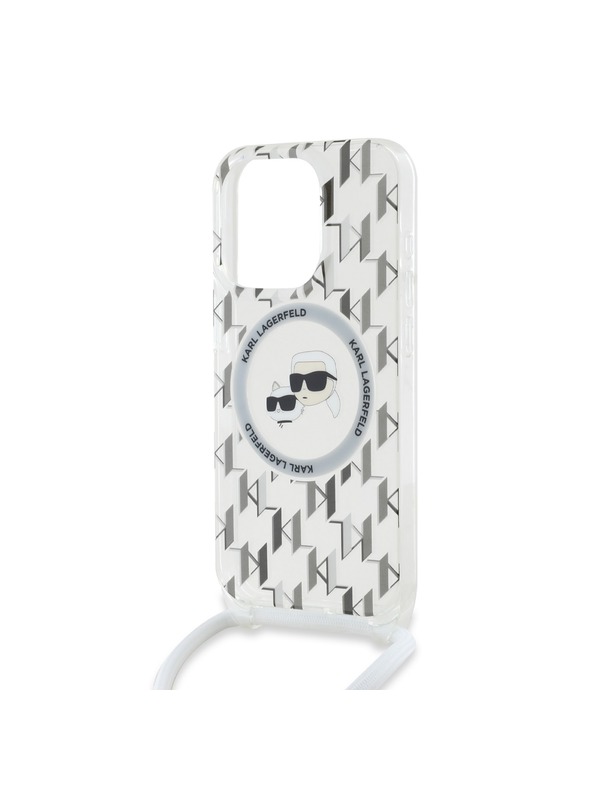 Karl Lagerfeld Karl Lagerfeld IML Monogram Crossbody K&CH Heads MagSafe Zadný Kryt pre iPhone 15 Pro Max Transparent
