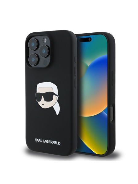 Karl Lagerfeld Karl Lagerfeld Liquid Silicone Karl Head MagSafe Zadný Kryt pre iPhone 16 Pro Black