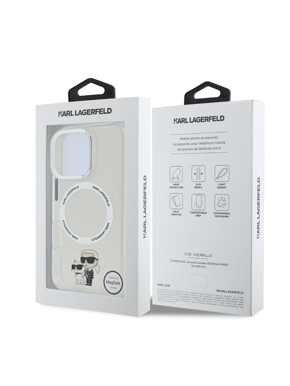 Karl Lagerfeld Karl Lagerfeld IML Karl and Choupette MagSafe Zadný Kryt pre iPhone 16 Pro Max Transparent