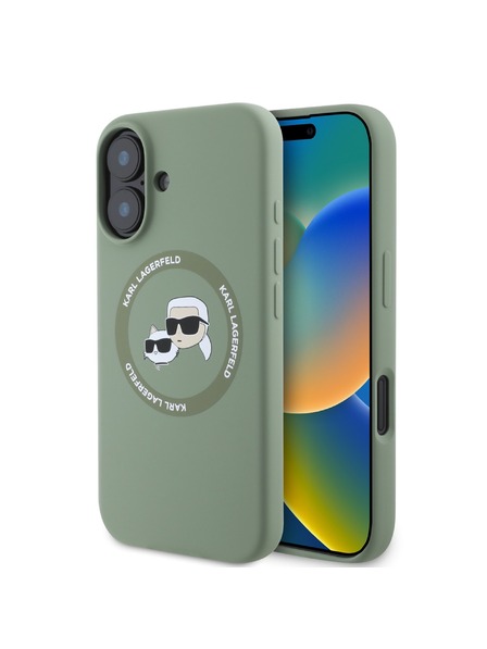 Karl Lagerfeld Karl Lagerfeld Liquid Silicone K&CH Heads MagSafe Zadný Kryt pre iPhone 16 Kaki