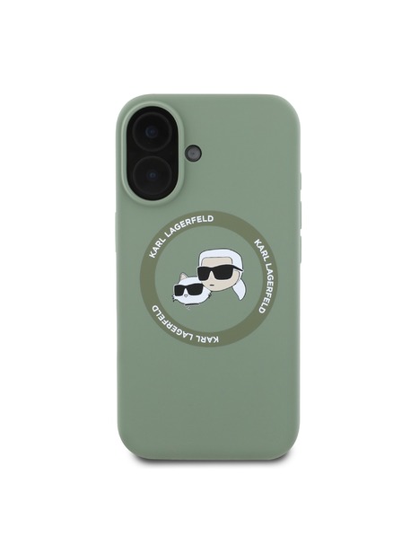 Karl Lagerfeld Karl Lagerfeld Liquid Silicone K&CH Heads MagSafe Zadný Kryt pre iPhone 16 Kaki