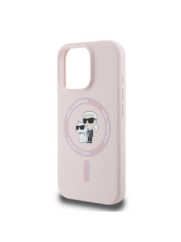 Karl Lagerfeld Karl Lagerfeld Liquid Silicone Karl and Choupette MagSafe Zadný Kryt pre iPhone 16 Pro Max Pink