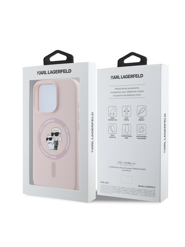 Karl Lagerfeld Karl Lagerfeld Liquid Silicone Karl and Choupette MagSafe Zadný Kryt pre iPhone 16 Pro Max Pink