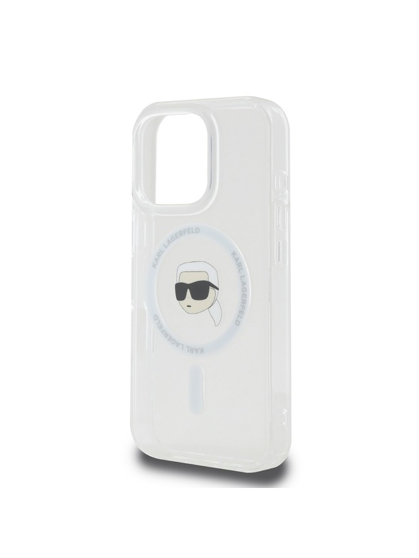 Karl Lagerfeld Karl Lagerfeld IML Karl Head Metal Frame MagSafe Zadný Kryt pre iPhone 16 Pro Max Transparent