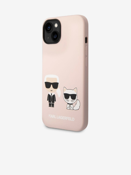 Karl Lagerfeld Karl Lagerfeld and Choupette Liquid Silicone Zadný Kryt pre iPhone 14 Plus Pink
