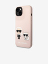 Karl Lagerfeld Karl Lagerfeld and Choupette Liquid Silicone Zadný Kryt pre iPhone 14 Plus Pink