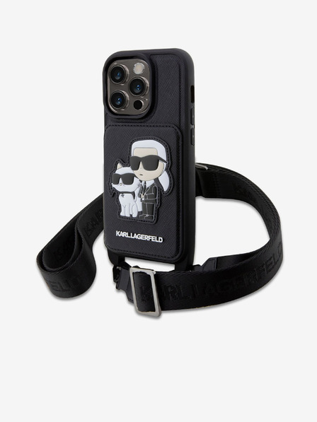 Karl Lagerfeld Karl Lagerfeld Saffiano Crossbody Popruh Karl and Choupette NFT Kryt pre iPhone 14 Pro Black
