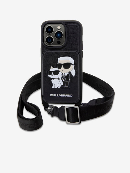 Karl Lagerfeld Karl Lagerfeld Saffiano Crossbody Popruh Karl and Choupette NFT Kryt pre iPhone 14 Pro Black