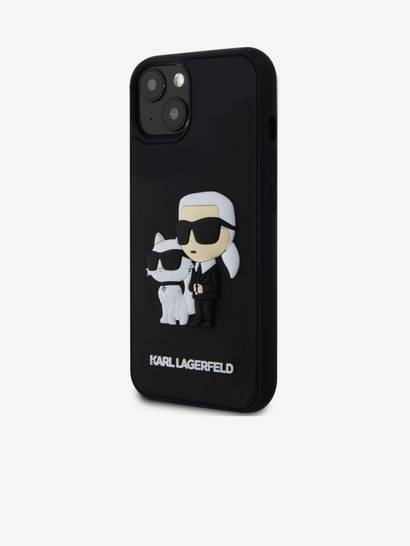 Karl Lagerfeld Karl Lagerfeld 3D Gumový Karl and Choupette Zadný kryt pre iPhone 15 Čierny