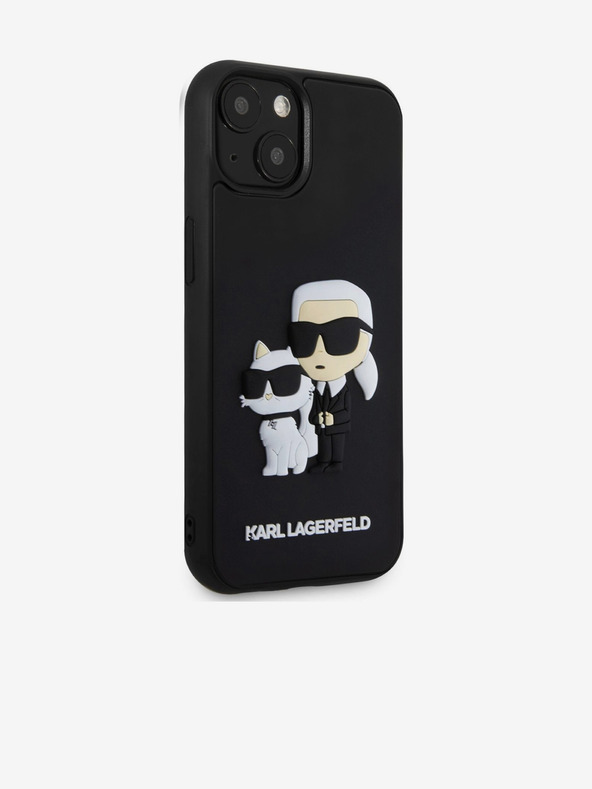 Karl Lagerfeld Karl Lagerfeld 3D Gumový Karl and Choupette Zadný kryt pre iPhone 15 Čierny