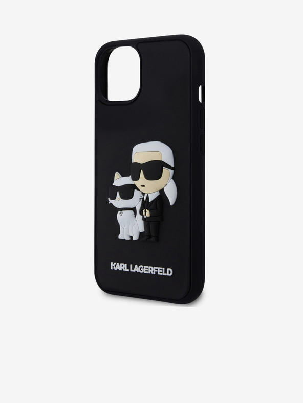 Karl Lagerfeld Karl Lagerfeld 3D Gumový Karl and Choupette Zadný kryt pre iPhone 15 Čierny