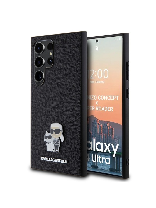 Karl Lagerfeld Karl Lagerfeld PU Saffiano Kov Karl and Choupette Zadný kryt pre Samsung Galaxy S24 Ultra Čierny