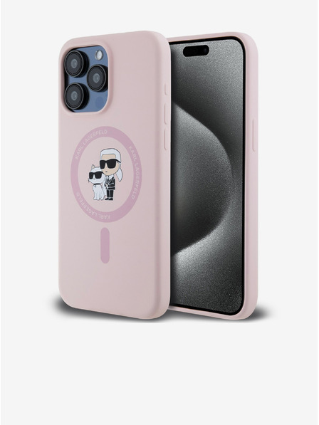 Karl Lagerfeld Zadný kryt pre iPhone 14 Pro Karl Lagerfeld Tekutý silikón Karl and Choupette Magsafe
