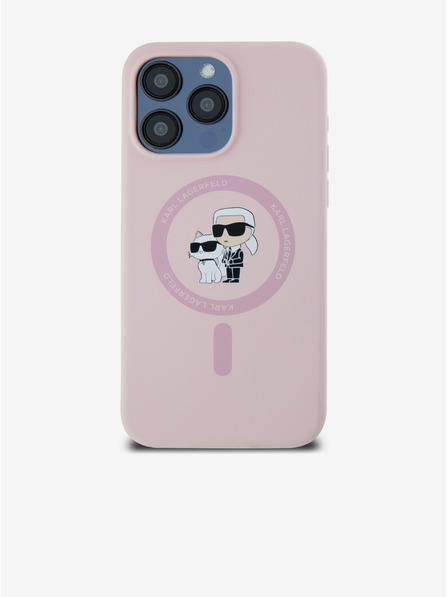 Karl Lagerfeld Zadný kryt pre iPhone 14 Pro Karl Lagerfeld Tekutý silikón Karl and Choupette Magsafe
