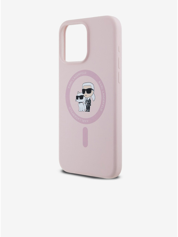 Karl Lagerfeld Zadný kryt pre iPhone 14 Pro Karl Lagerfeld Tekutý silikón Karl and Choupette Magsafe